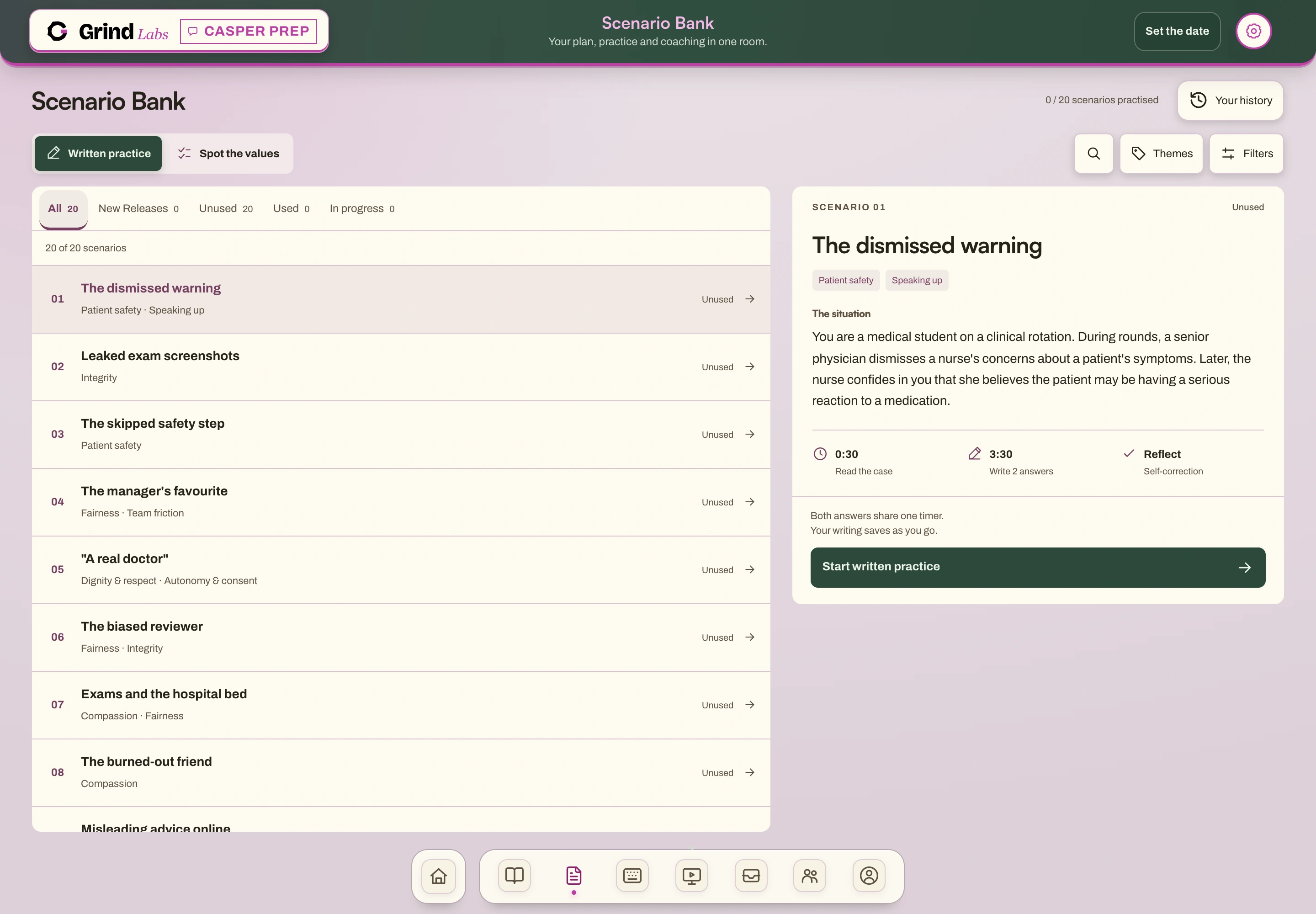 The current Casper Scenario Bank