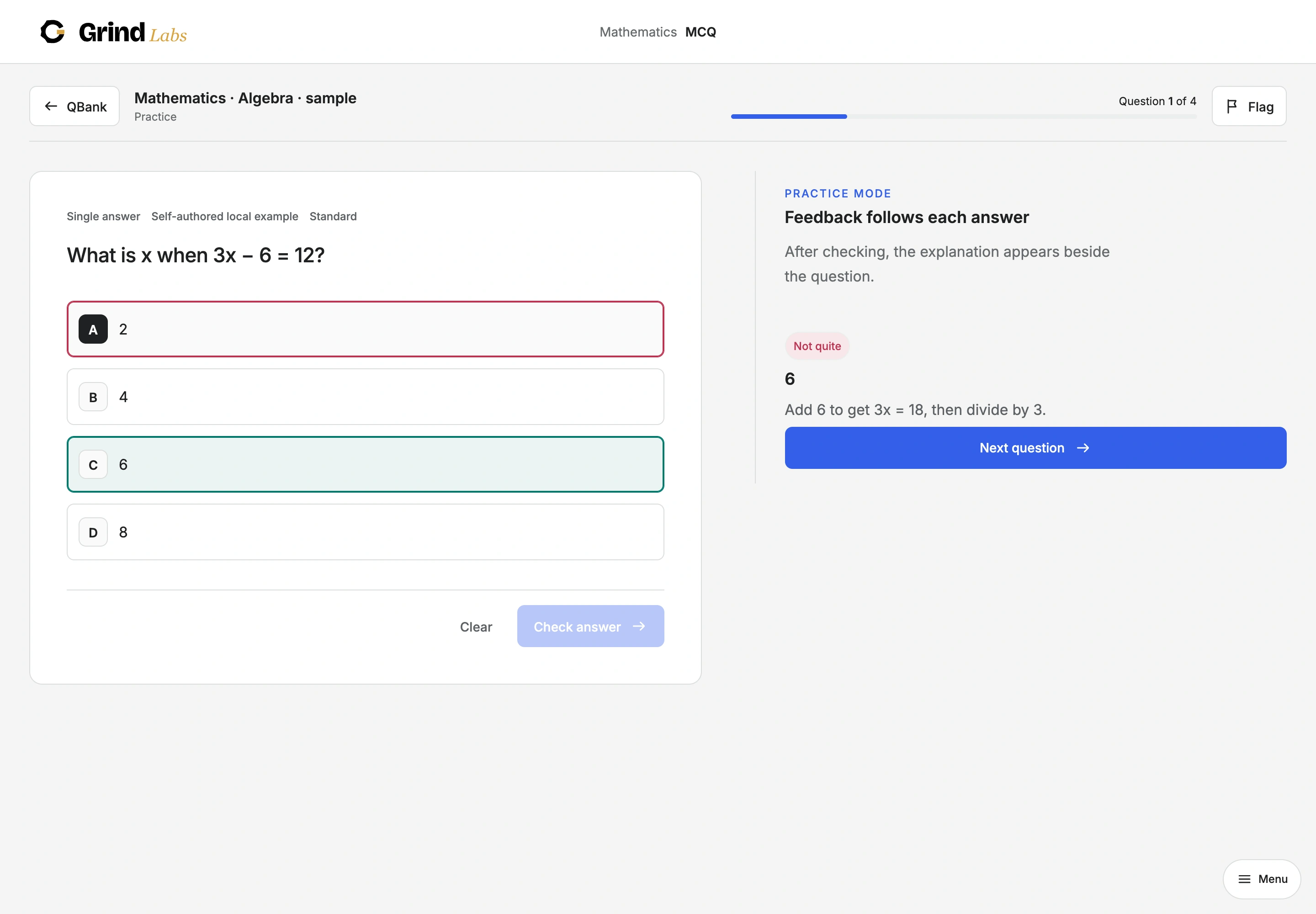 Question feedback